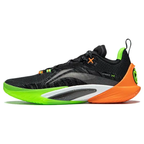 LINING Speed 10 Basketball Shoes Men Low-Top Black Green Orange
