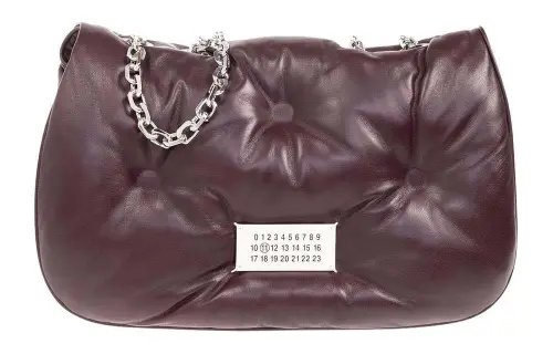 Maison Margiela Glam Slam Grain Nappa Leather Handbag, Shoulder Bag Women's Merlot Red