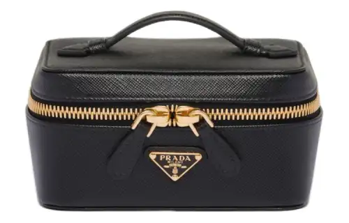 PRADA Leather Handbag Makeup Bag Women's Black