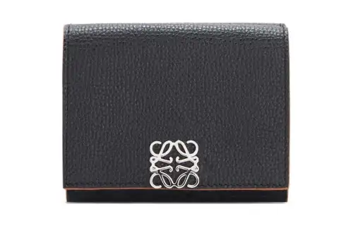 LOEWE Anagram Pebble Texture Calfskin Wallet Women's Black