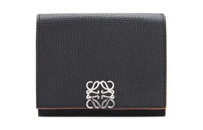 LOEWE Anagram Pebble Texture Calfskin Wallet Women's Black