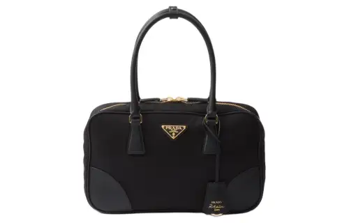 PRADA Re Edition Fabric With Leather Shoulder Bag, Handbag Women's Black