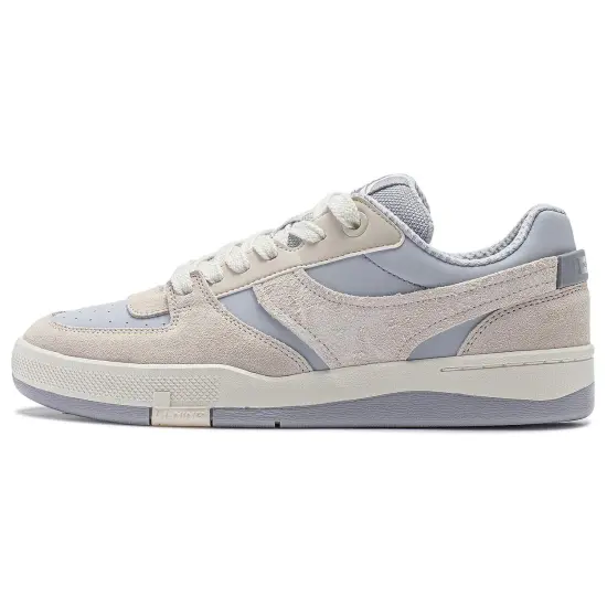 LINING Glory 92s Skateboard Shoes Men Low-Top Mist Gray/Egg Milk Gray/Ecru