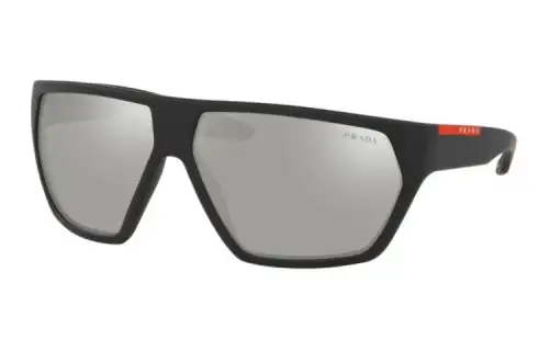 PRADA Plastic Irregular Shape Sunglasses Unisex Black