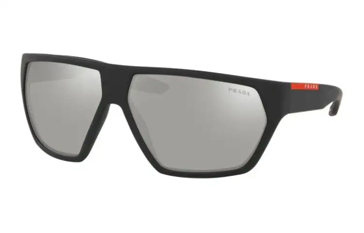 PRADA Plastic Irregular Shape Sunglasses Unisex Black