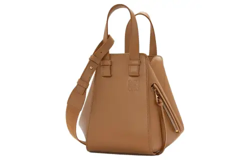 LOEWE Hammock Satin Cow Leather Portable Crossbody Bag, Shoulder Bag Women's Oak Brown