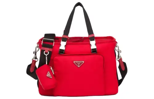 PRADA Fabric With Leather Pet Carrier Shoulder Bag, Crossbody Bag, Handbag Men's Red