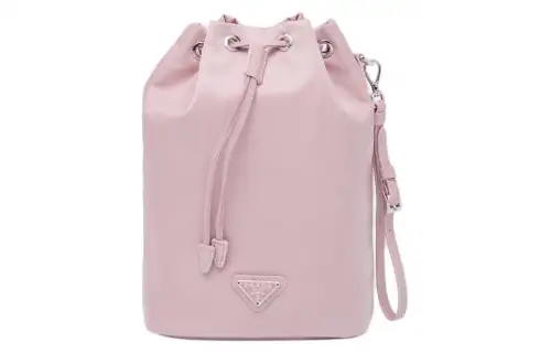 PRADA Fabric Bucket Bag Clutch Women's Snow Pink