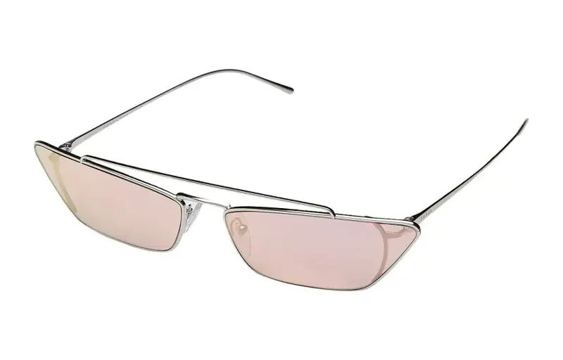 PRADA Metal Irregular Shape Sunglasses Women's Silver