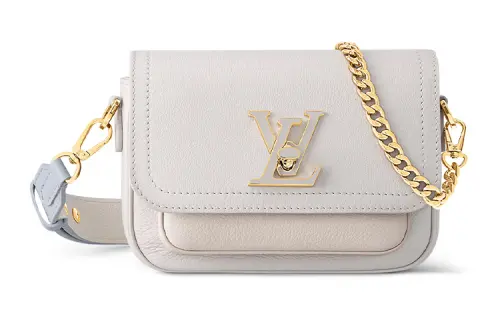 LOUIS VUITTON Lockme Tender Grained Calfskin Handheld Shoulder Bag, Crossbody Bag Women's Quartz Gray