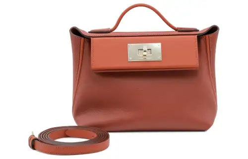 HERMES 24/24 Evercolor & Swift Calfskin Handbag, Shoulder Bag Mini Women's 6C Cuivre Pumpkin & Copper Red