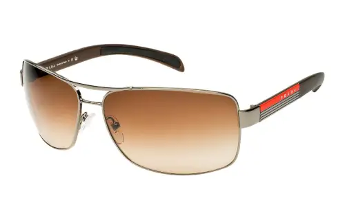 PRADA Stainless Steel Metal Rectangular Sunglasses Men's Brown