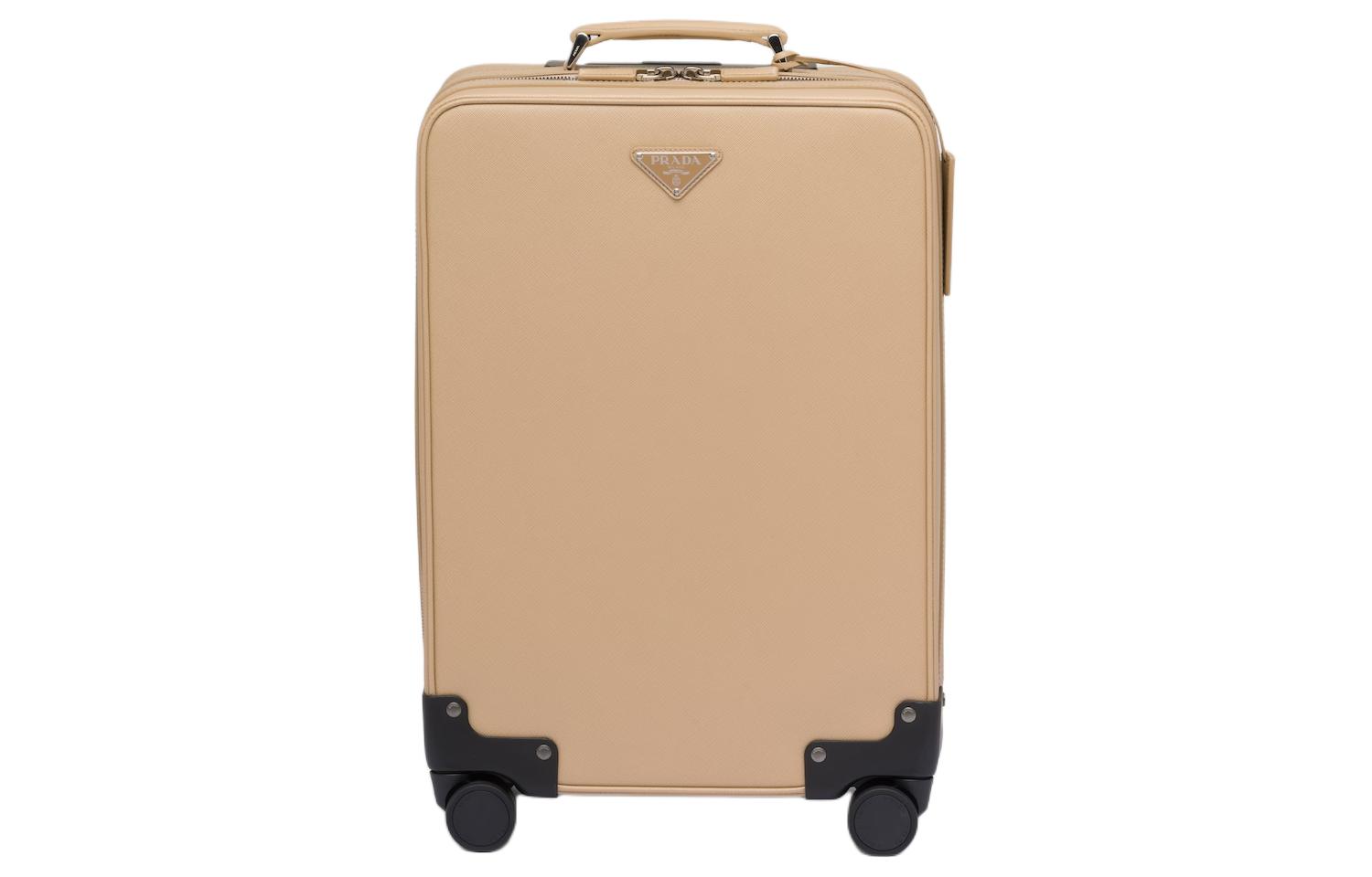 PRADA Prada, enamel, triangle with zipper, leather suitcase, 22 inch