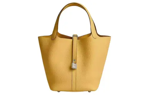 HERMES Picotin Lock Clemence Bullock Leather Basket Bag, Bucket Bag, Handbag 22 Women's B4 Sun Sunshine Gold