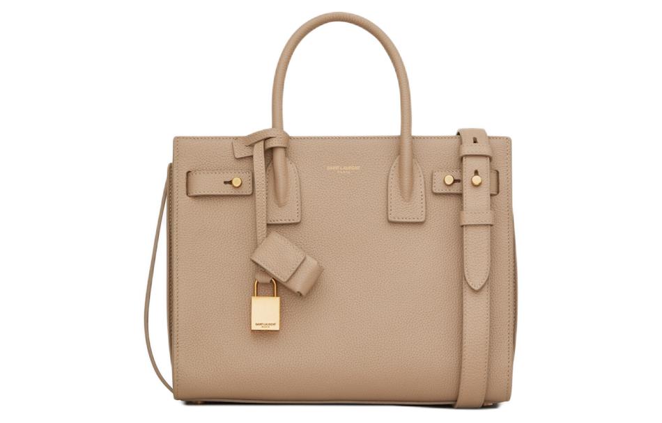 SAINT LAURENT SAC DE JOUR Cow Leather Shoulder Bag, Crossbody Bag, Handbag Nano Women's Dark Beige