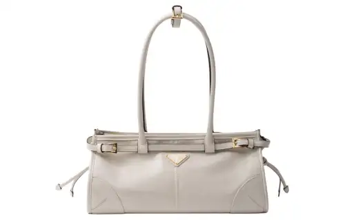 PRADA Bonnie Leather One Shoulder Handbag Medium Women's White