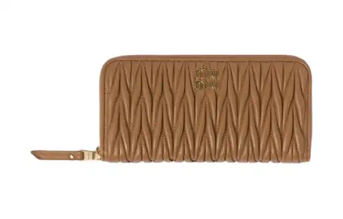 MIU MIU Leather Wallet Large Women's Caramel