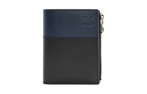 LOEWE Bright Calfskin Wallet Men's Black & Dark Marine Blue