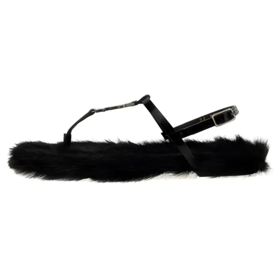 SAINT LAURENT Cassandra Faux Fur-lined Sandals