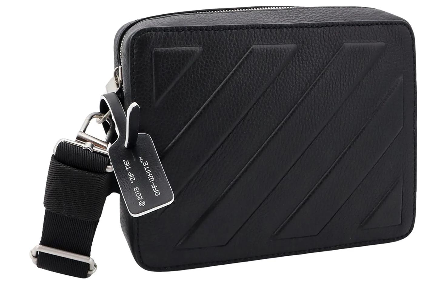 Мужская сумка OFF-WHITE Leather Shoulder Bag (черная) — фото 3
