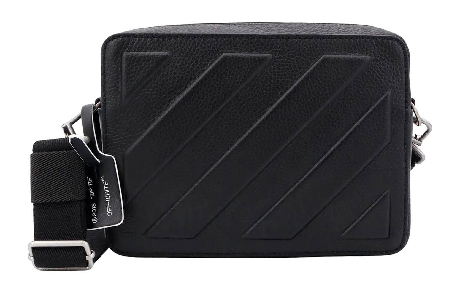Мужская сумка OFF-WHITE Leather Shoulder Bag (черная) — фото 2