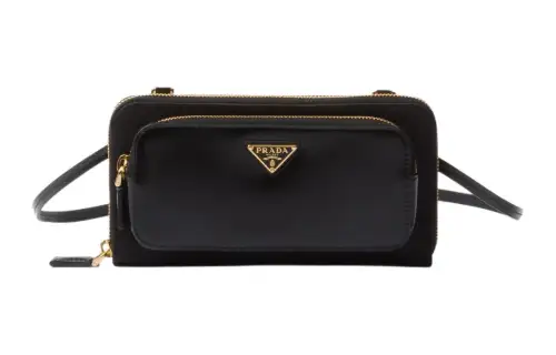 PRADA Fabric With Leather Crossbody Bag, Shoulder Bag, Wallet Women's Black