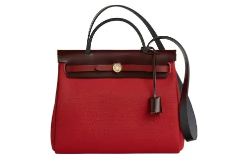 HERMES Herbag Zip Hunter Cow Leather And Canvas Shoulder Bag, Crossbody Bag, Handbag 31 Unisex