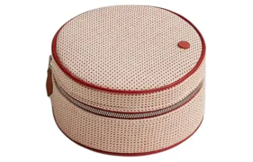 HERMES Tricolor Silk Storage Box Women's Vermilion