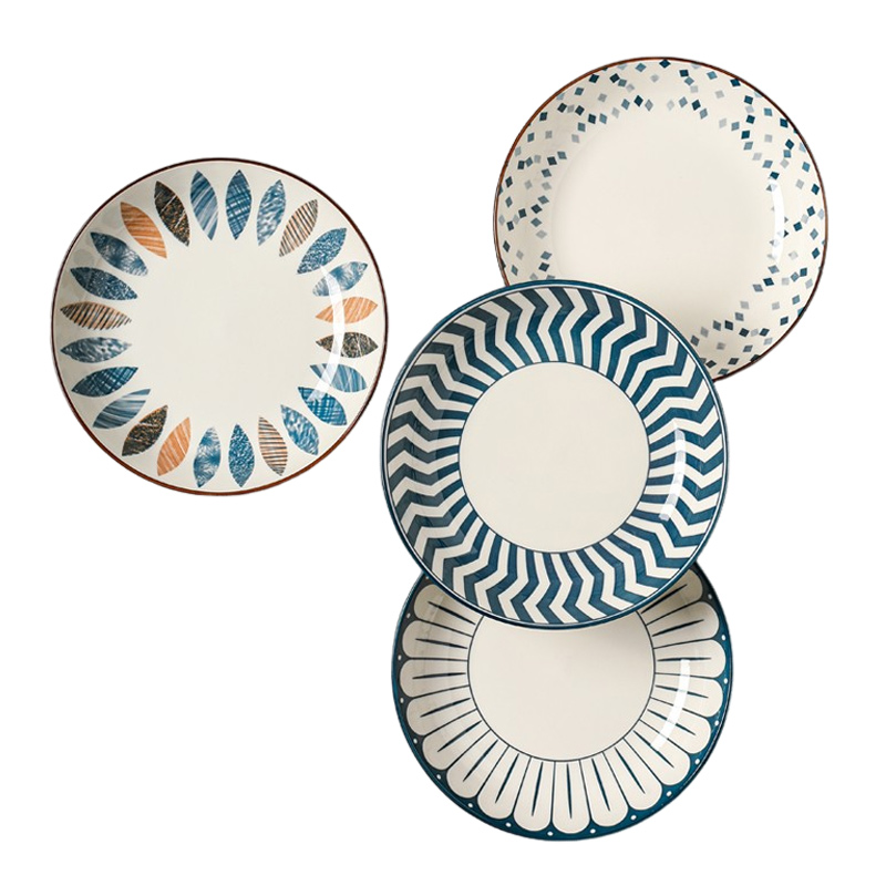 Kawashimaya KAWASIMAYA Japanese-style ceramic plate household round plate deep plate dinner plate high-end tableware dish