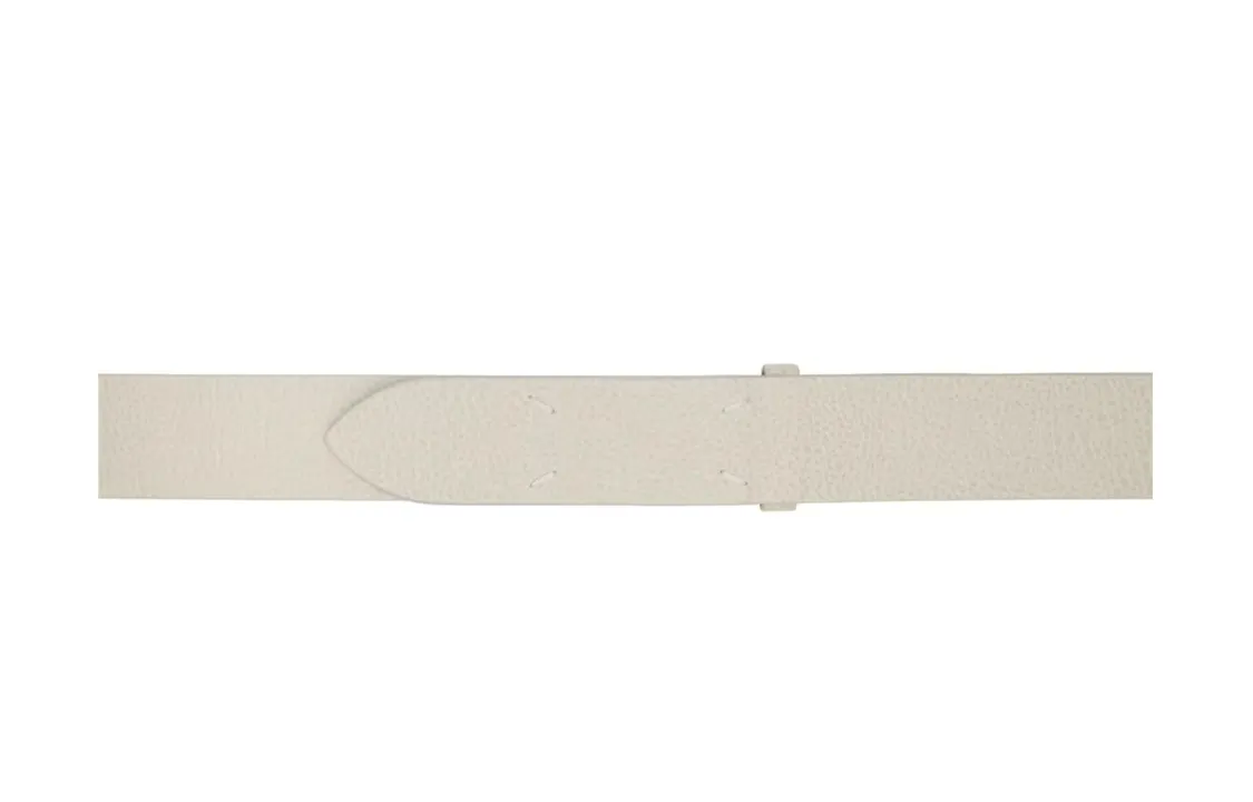 Maison Margiela Solid Color Decoration Leather Belts Men's Ecru Width 4.5CM