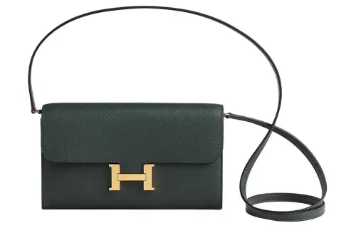 HERMES Constance To Go Evercolor Calfskin Crossbody Bags Women's Green & Blue & Multicolor