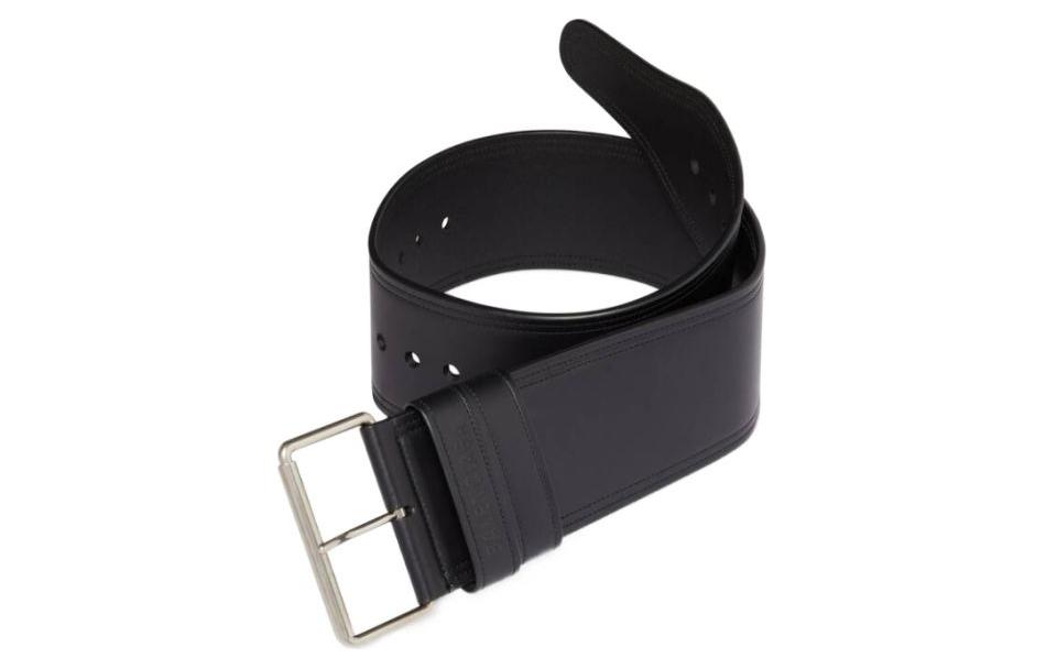 Balenciaga Solid Color Design Pin Buckle Leather Belts Men's Black Width 10.9CM