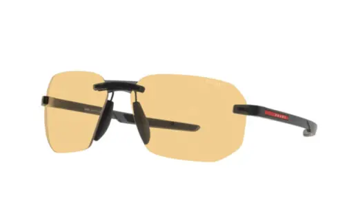 PRADA Plastic Irregular Shape Sunglasses Men's Black