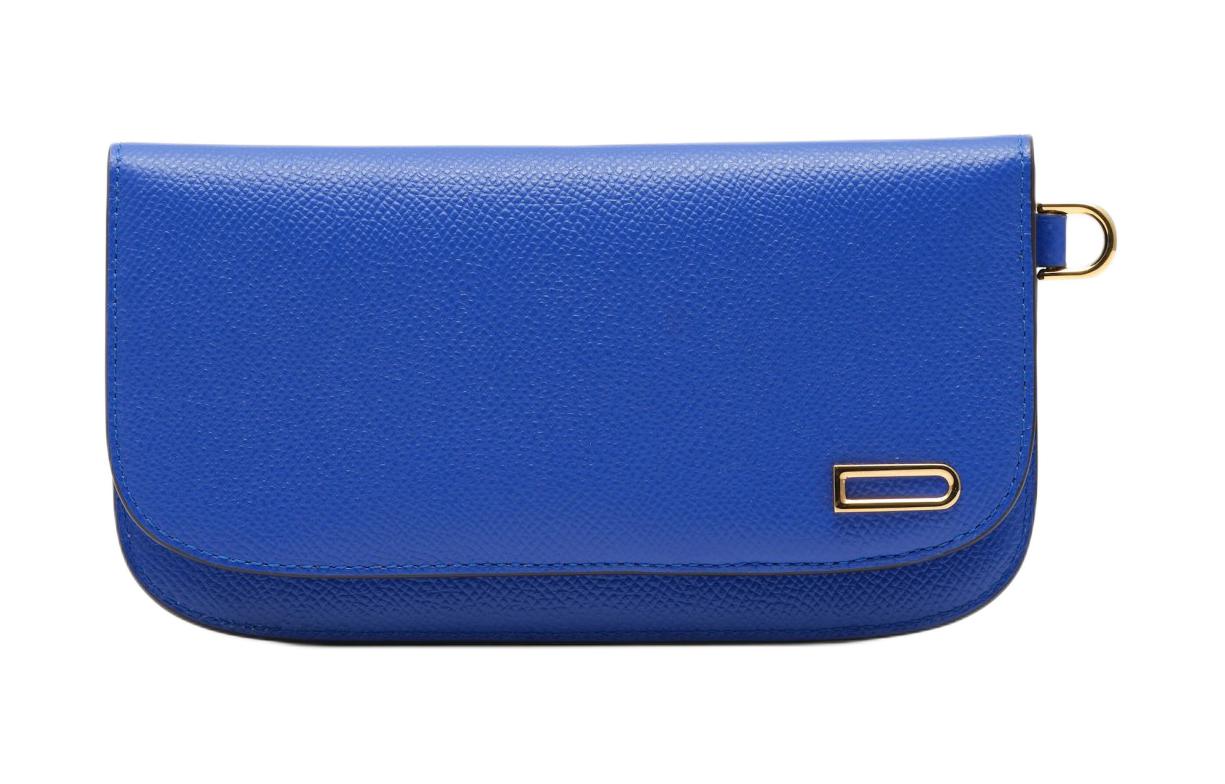 Delvaux Vagabond металлический Аксессуары - это сплошные цвета длинный фасон Альпина теленка принт маленький кожаный деньги пакет женский море голубой