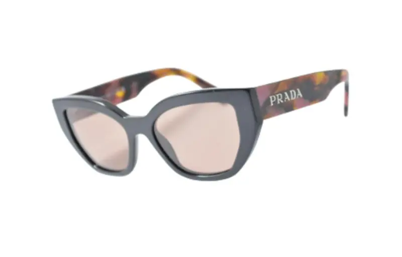PRADA Acetate Irregular Shape Sunglasses Women's Black