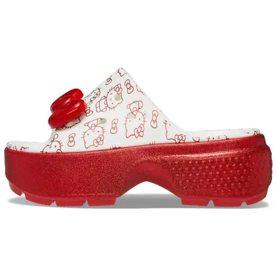 Crocs Stomp Slide Hello Kitty 50th Anniversary Red Glitter Women's