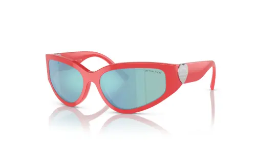 TIFFANY & CO. Metal Acetyl Cat Eye Sunglasses Unisex Red