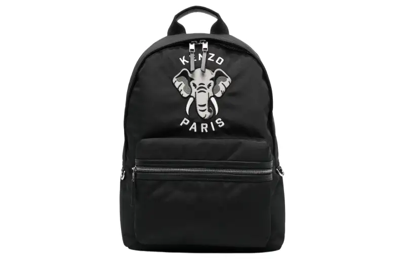 KENZO Logo Embroidered Zip-Up Backpack