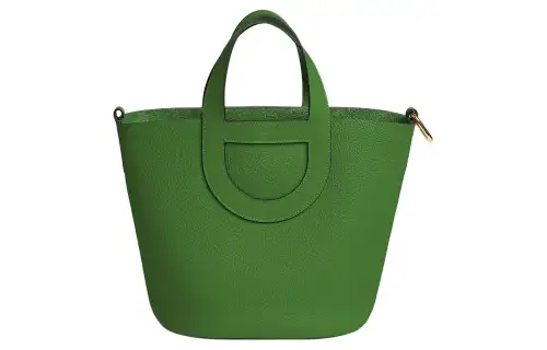 HERMES In The Loop Clemence With Swift Calfskin Basket Bag Pig Nose Bucket Bag Handbag Women's Ribbon Green