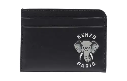 KENZO Calfskin Card Holder Men's Black