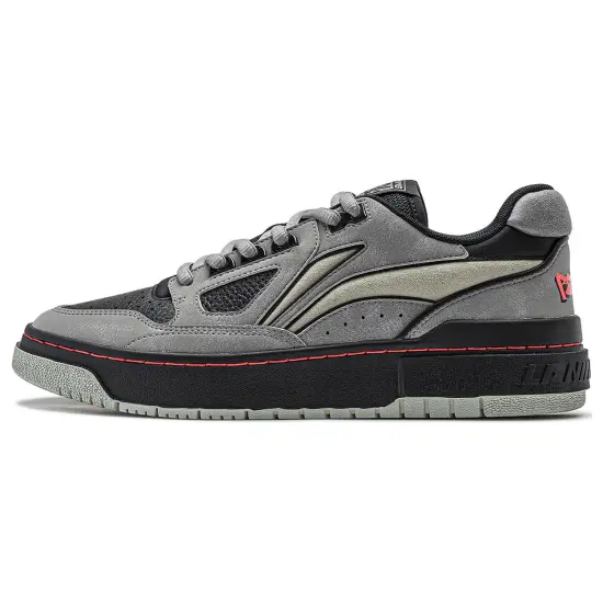 LiNing Rookie Cushioned Slip Resistant Lightweight Rebound Low Top Vintage Basketball Shoes Unisex Gray