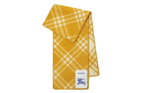 Burberry Wool Knit Scarves Unisex Yellow