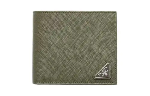 PRADA Saffiano Calfskin Wallet Men's Olive Green