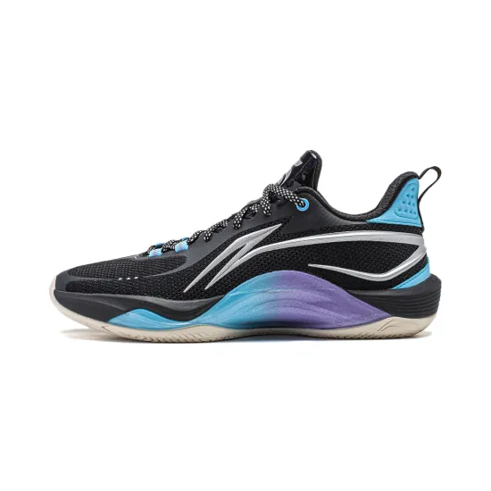 LINING Shining Basketball Shoes Unisex Low-Top Black/Moon White Blue