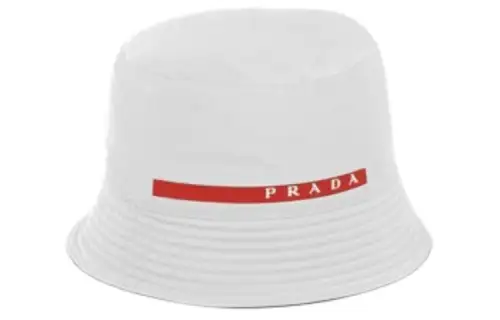 PRADA Polyester, Cotton Fabric Bucket Hats Men's White