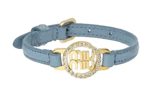 MIU MIU Goatskin, Metal, Crystal Wristbands Women's Blue