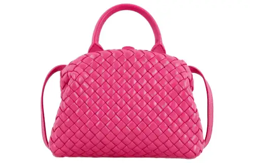 Bottega Veneta Handle Padded Intreccio Top Handle Mini Cranberry
