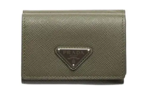 PRADA Saffiano Cow Leather Wallet Men's Olive Green
