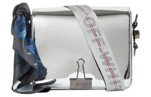 OFF WHITE Polyurethane Portable Crossbody Bag, Shoulder Bag Women's Silver