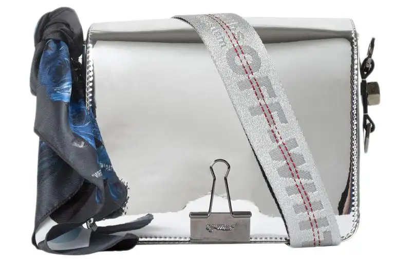 OFF WHITE Polyurethane Portable Crossbody Bag, Shoulder Bag Women's Silver
